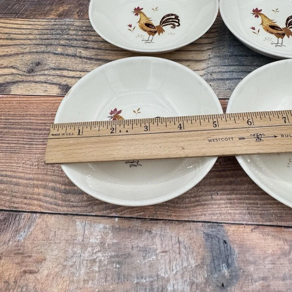 Taylor Smith Break O Day Rooster Berry Dessert Bowls Set of 4 Farmhouse MCM READ
